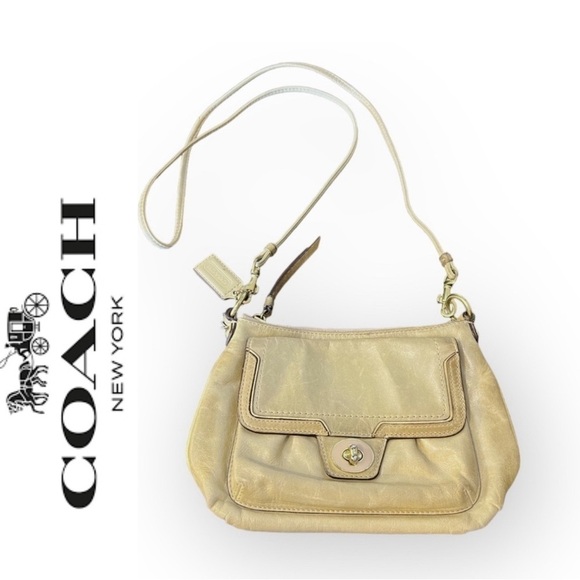 Coach Handbags - Coach Poppy Y2K Cream leather mini crossbody Bag, C Hearts print lining